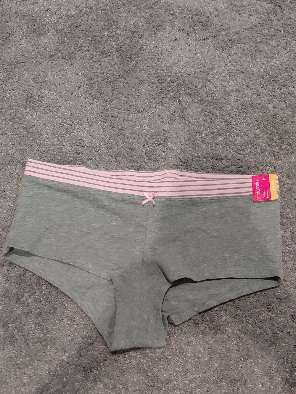 Xhilaration Gray Boyshorts with Pink Striped Waistband